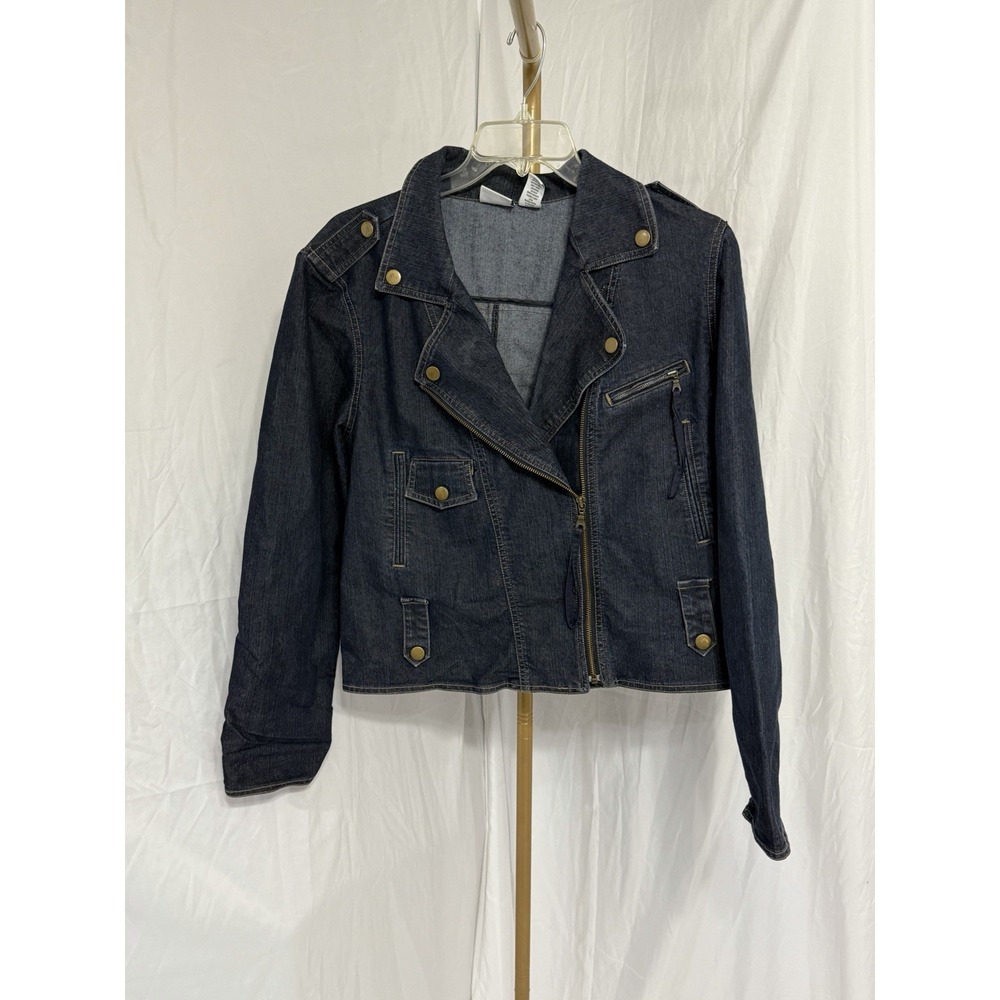 Kim Rogers Women's Jacket Top Blue Denim Full Zip Long Sleeve Cotton Coat‎ XL